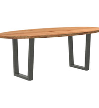 Esstisch Hellbraun 220x100x74 cm Massivholz Eiche Oval