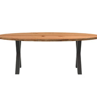 Esstisch Hellbraun 220x100x74 cm Massivholz Eiche Oval