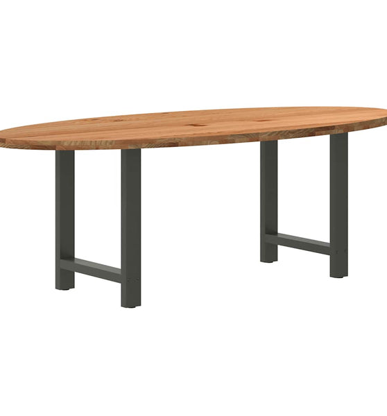 Esstisch Hellbraun 220x100x74 cm Massivholz Eiche Oval
