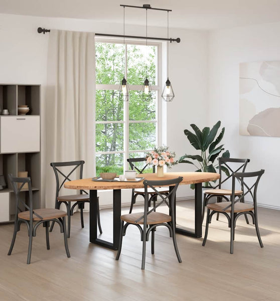 Esstisch Hellbraun 220x100x74 cm Massivholz Eiche Oval