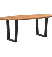 Esstisch Hellbraun 220x100x74 cm Massivholz Eiche Oval