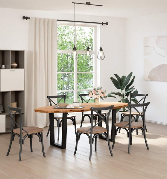 Esstisch Hellbraun 220x100x74 cm Massivholz Eiche Oval