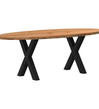 Esstisch Hellbraun 220x100x74 cm Massivholz Eiche Oval