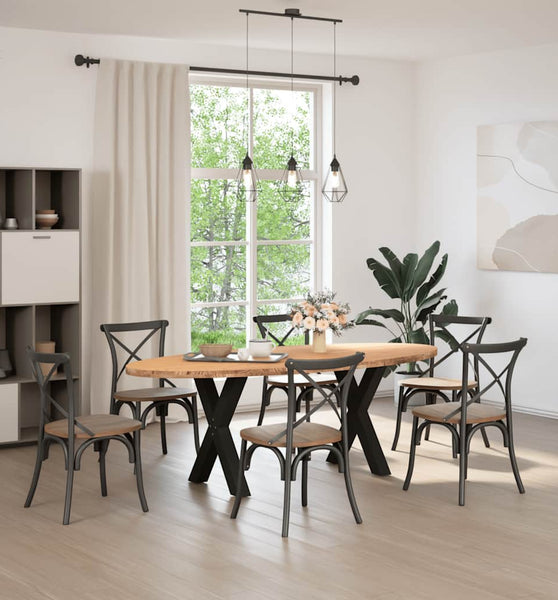 Esstisch Hellbraun 220x100x74 cm Massivholz Eiche Oval