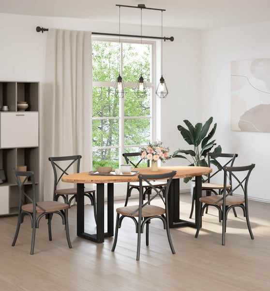 Esstisch Hellbraun 220x100x74 cm Massivholz Eiche Oval