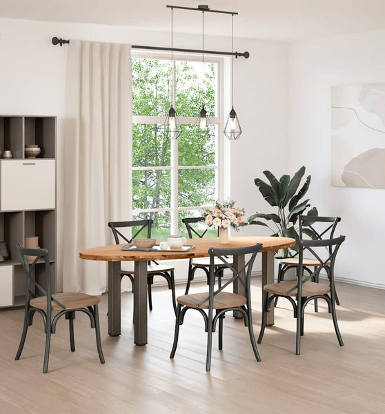 Esstisch Hellbraun 220x100x74 cm Massivholz Eiche Oval