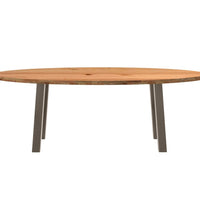 Esstisch Hellbraun 220x100x74 cm Massivholz Eiche Oval