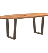 Esstisch Hellbraun 220x100x74 cm Massivholz Eiche Oval