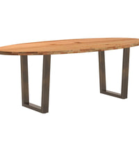 Esstisch Hellbraun 220x100x74 cm Massivholz Eiche Oval