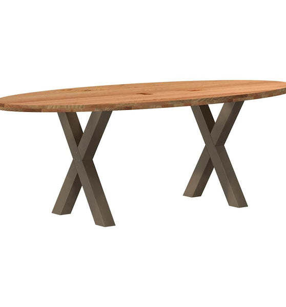 Esstisch Hellbraun 220x100x74 cm Massivholz Eiche Oval