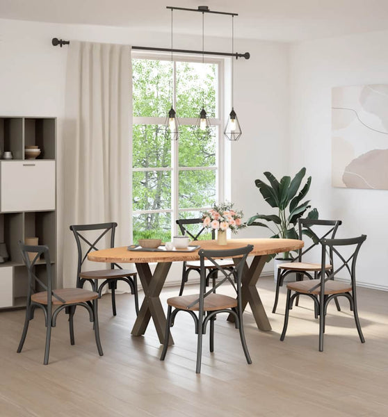 Esstisch Hellbraun 220x100x74 cm Massivholz Eiche Oval