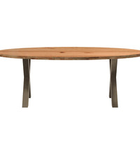 Esstisch Hellbraun 220x100x74 cm Massivholz Eiche Oval