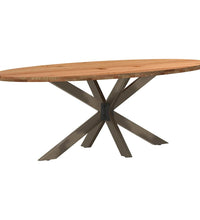 Esstisch Hellbraun 220x100x74 cm Massivholz Eiche Oval