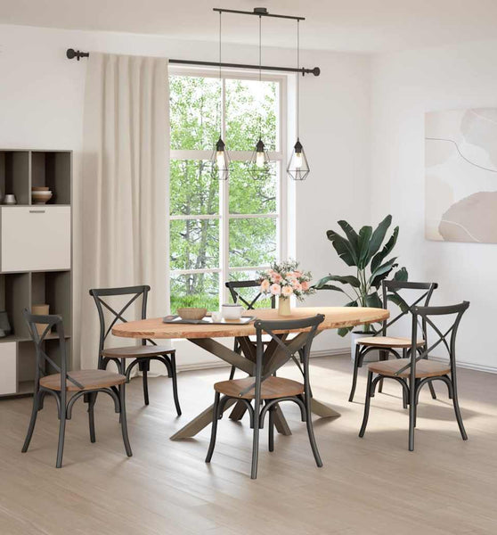 Esstisch Hellbraun 220x100x74 cm Massivholz Eiche Oval