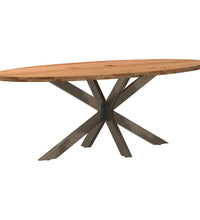 Esstisch Hellbraun 220x100x74 cm Massivholz Eiche Oval