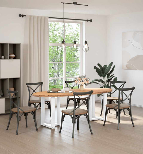 Esstisch Hellbraun 220x100x74 cm Massivholz Eiche Oval