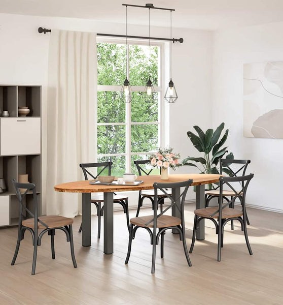 Esstisch Hellbraun 240x100x74 cm Massivholz Eiche Oval