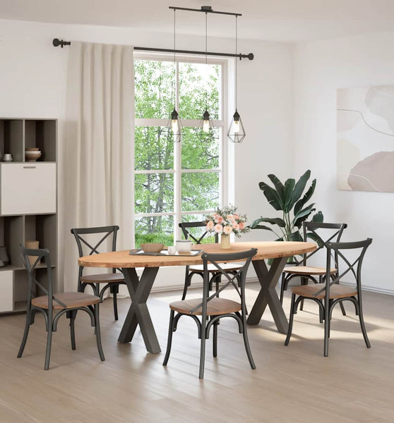 Esstisch Hellbraun 240x100x74 cm Massivholz Eiche Oval