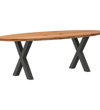 Esstisch Hellbraun 240x100x74 cm Massivholz Eiche Oval