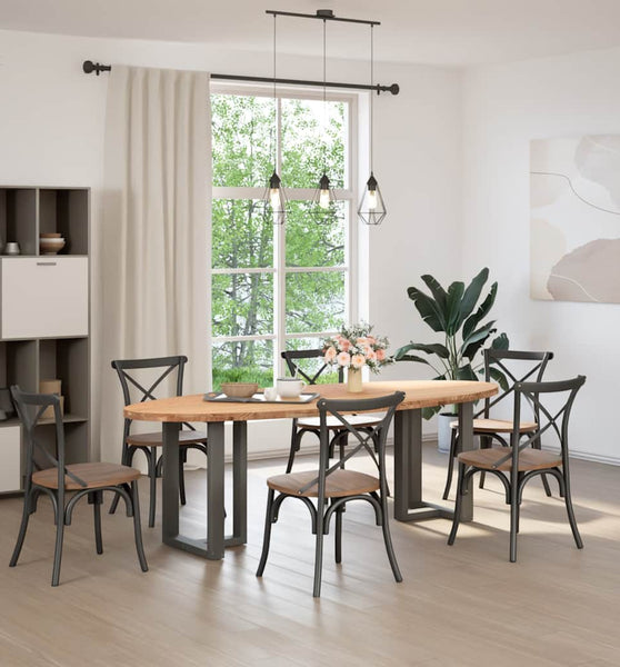 Esstisch Hellbraun 240x100x74 cm Massivholz Eiche Oval