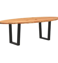 Esstisch Hellbraun 240x100x74 cm Massivholz Eiche Oval