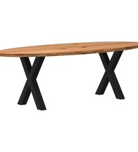 Esstisch Hellbraun 240x100x74 cm Massivholz Eiche Oval