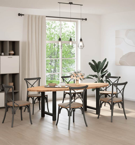 Esstisch Hellbraun 240x100x74 cm Massivholz Eiche Oval