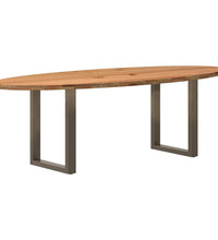 Esstisch Hellbraun 240x100x74 cm Massivholz Eiche Oval