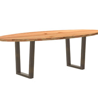 Esstisch Hellbraun 240x100x74 cm Massivholz Eiche Oval