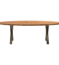 Esstisch Hellbraun 240x100x74 cm Massivholz Eiche Oval