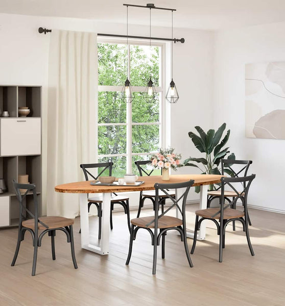 Esstisch Hellbraun 240x100x74 cm Massivholz Eiche Oval