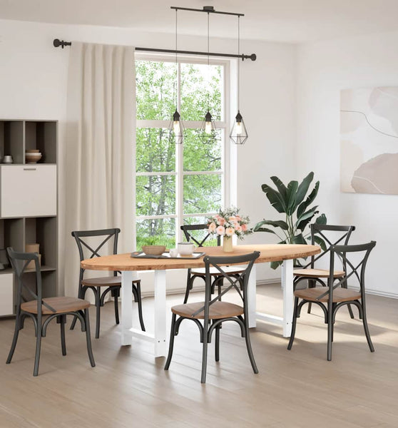 Esstisch Hellbraun 240x100x74 cm Massivholz Eiche Oval