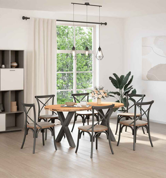 Esstisch Hellbraun 180x90x74 cm Massivholz Eiche Oval