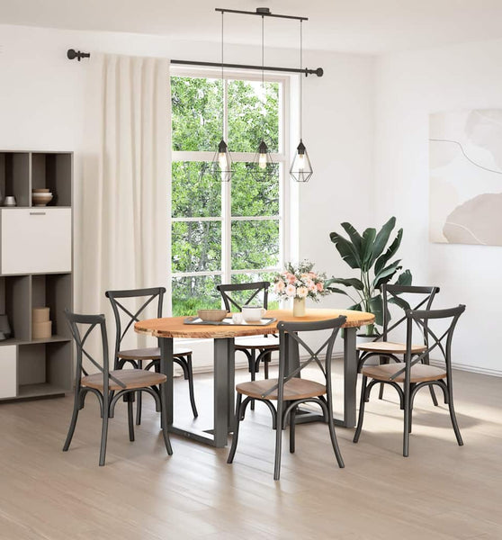 Esstisch Hellbraun 180x90x74 cm Massivholz Eiche Oval