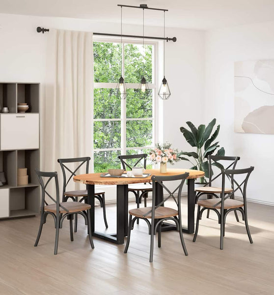 Esstisch Hellbraun 180x90x74 cm Massivholz Eiche Oval