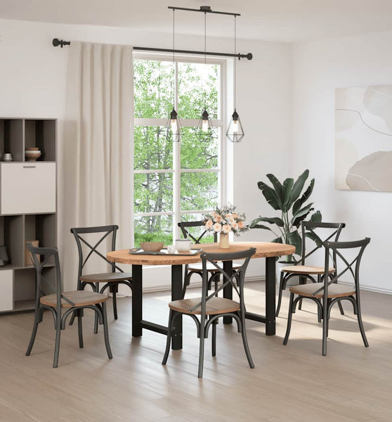 Esstisch Hellbraun 180x90x74 cm Massivholz Eiche Oval