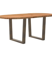 Esstisch Hellbraun 180x90x74 cm Massivholz Eiche Oval