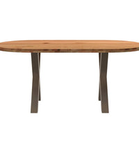 Esstisch Hellbraun 180x90x74 cm Massivholz Eiche Oval
