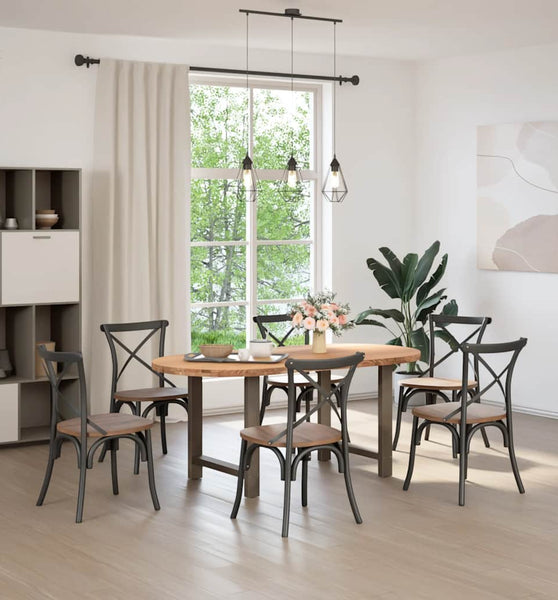 Esstisch Hellbraun 180x90x74 cm Massivholz Eiche Oval