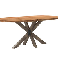 Esstisch Hellbraun 180x90x74 cm Massivholz Eiche Oval