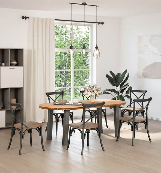 Esstisch Hellbraun 200x100x74 cm Massivholz Eiche Oval