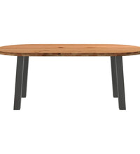 Esstisch Hellbraun 200x100x74 cm Massivholz Eiche Oval