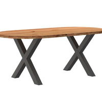 Esstisch Hellbraun 200x100x74 cm Massivholz Eiche Oval