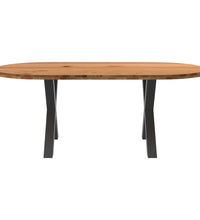 Esstisch Hellbraun 200x100x74 cm Massivholz Eiche Oval