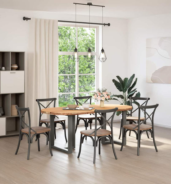 Esstisch Hellbraun 200x100x74 cm Massivholz Eiche Oval