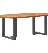 Esstisch Hellbraun 200x100x74 cm Massivholz Eiche Oval