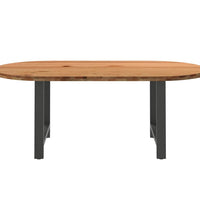Esstisch Hellbraun 200x100x74 cm Massivholz Eiche Oval