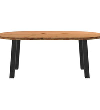 Esstisch Hellbraun 200x100x74 cm Massivholz Eiche Oval