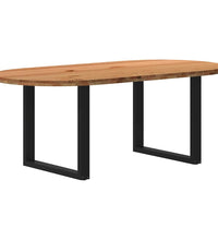 Esstisch Hellbraun 200x100x74 cm Massivholz Eiche Oval