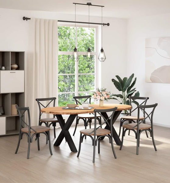 Esstisch Hellbraun 200x100x74 cm Massivholz Eiche Oval